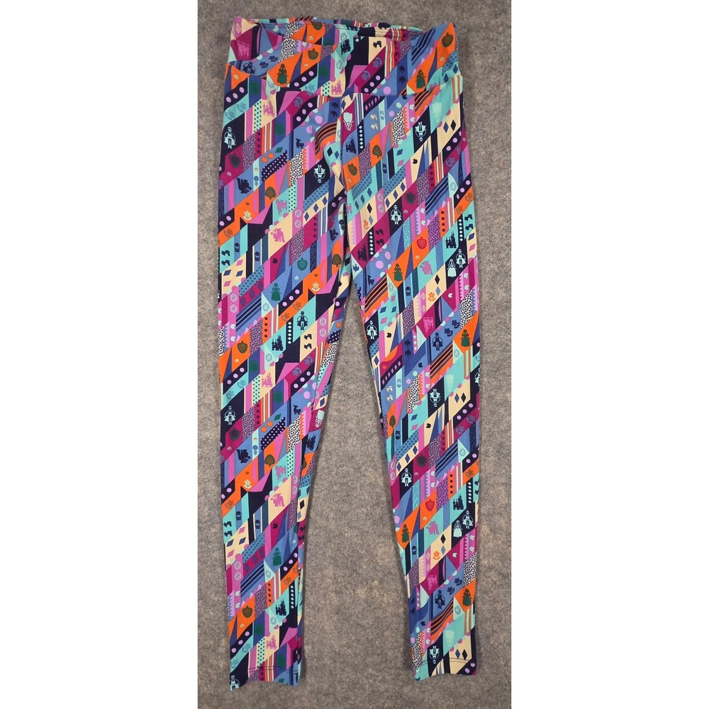 LuLaRoe Disney Its a Small World Leggings One Size OS Multi Patchwork Print